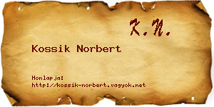 Kossik Norbert névjegykártya